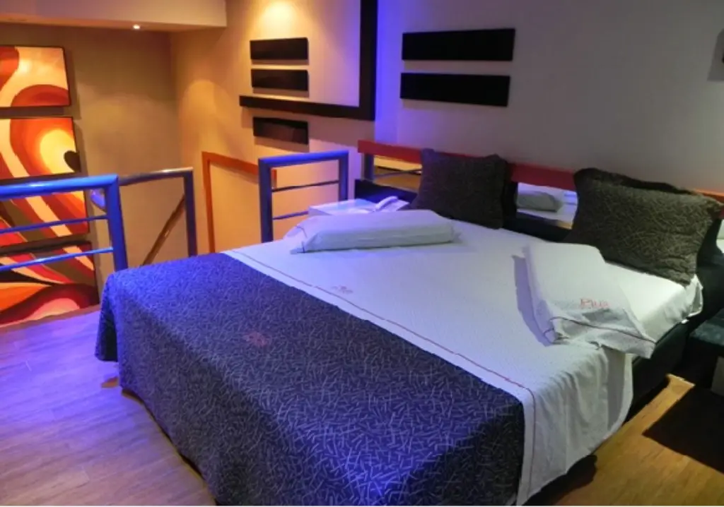 Habitación del Hotel Plus con ambientación romántica en Constitución